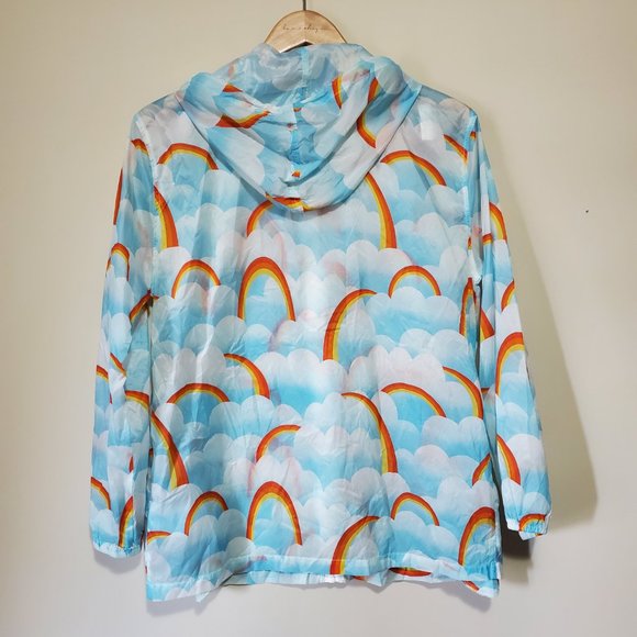 MODCLOTH / S / Women's Mind At Ease Lightweight Rainbow Print Windbreaker Jacket - Picture 6 of 9